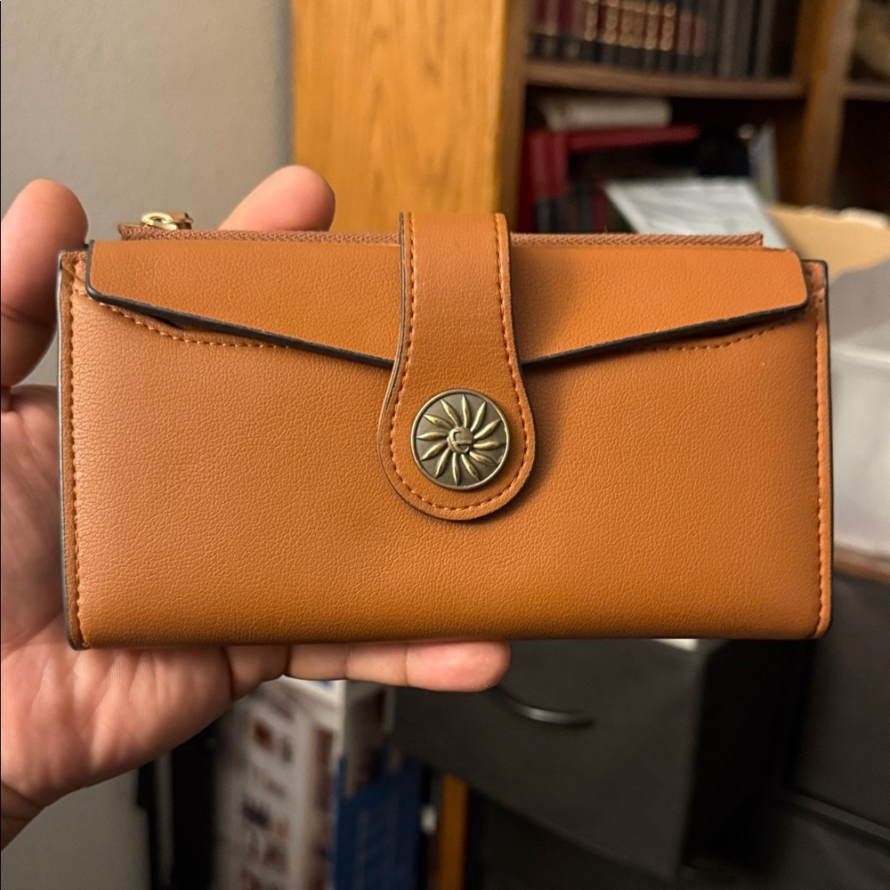 Chic Brown Women's Wallet with Button Closure